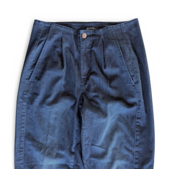 Eileen Fisher Womens Pleated Jeans Tapered Ankle High Waist Denim Sz 2 Organic - Picture 8 of 10